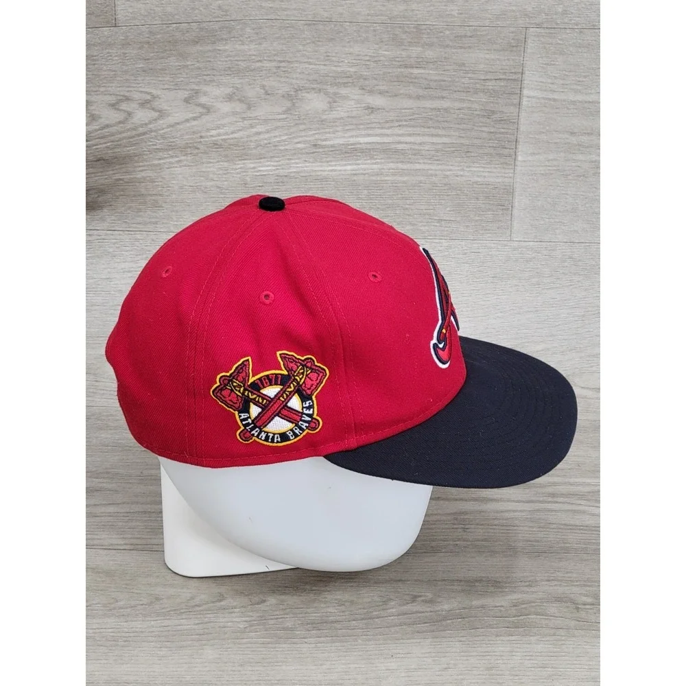 New Era MLB Atlanta Braves Baseball Snapback Hat Cap Red Navy Youth One Size